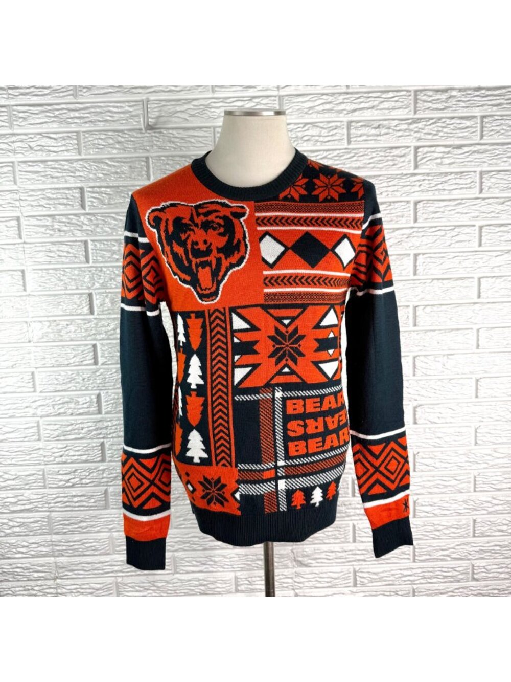 NFL Chicago Bears Football Christmas Sweater Busy Block Holiday Style Size Small